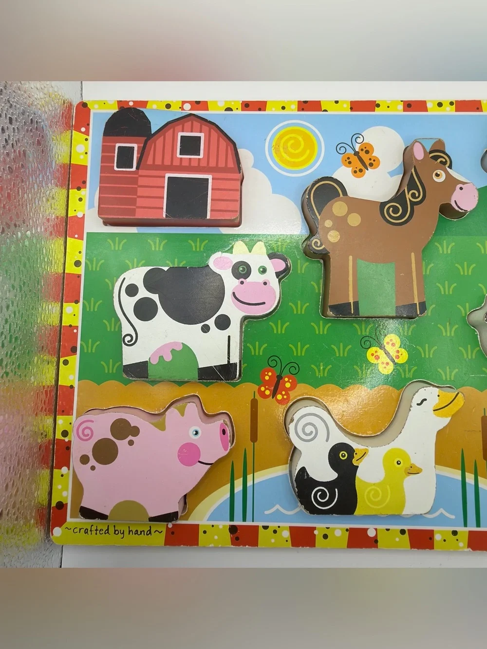 Melissa & Doug Farm Animal Wooden Puzzle - Colorful Barnyard Playset